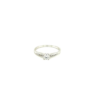 Anillo Compromiso Oro 14k Blanco .30 Ct TW Diamante .22 Ct Central SI2-H #9751